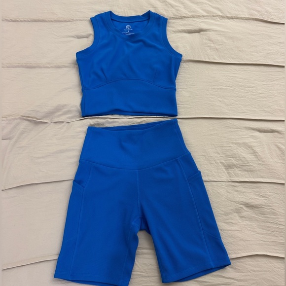 Move Theology Other - Bright Blue Workout Tank and Shorts Set
